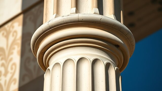 Extreme close-up detail of the base of a Greek Doric column.