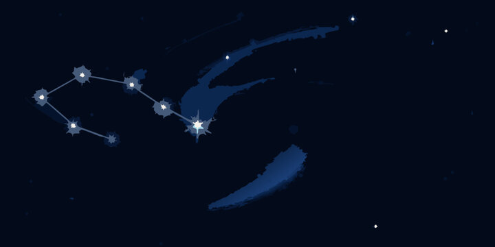 Constellation of leo with swirling star clouds against a dark navy background high quality professional