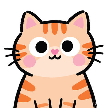 Cute cartoon orange tabby cat face.
