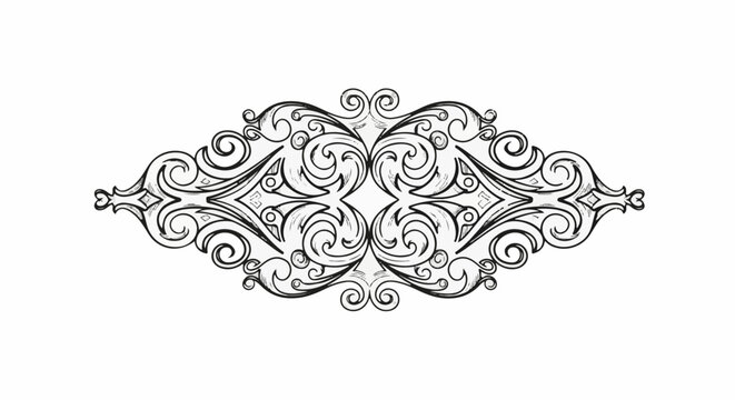 Elegant black and white ornate decorative scrollwork flourish