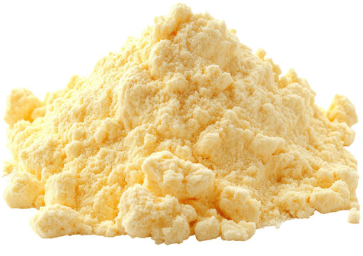 Textured heap of fine, light yellow powder
