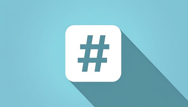 Hashtag symbol on blue background.