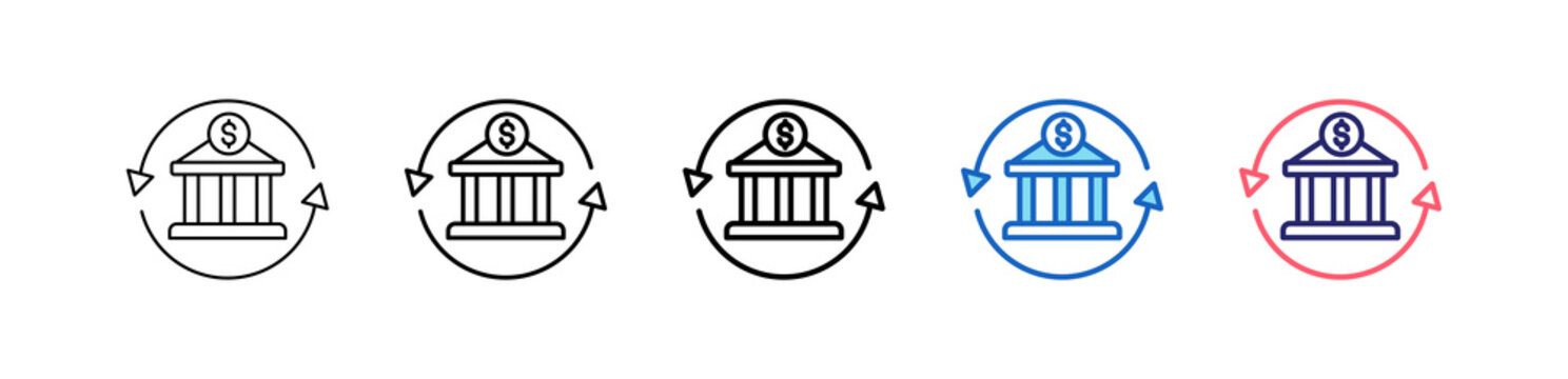 Wire Transfer Icon In 5 Different Styles Set Collection.   