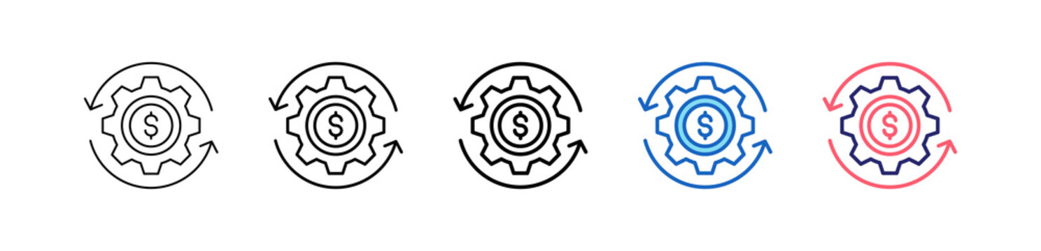 Automatic Payment Icon In 5 Different Styles Set Collection.   