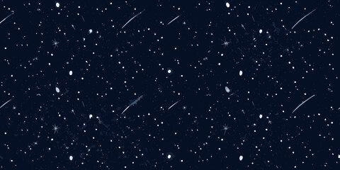 dark blue night sky with scattered stars and shooting stars seamless pattern high quality professional © Pabitra