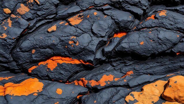 Cross-section of cooled volcanic lava flow fused with bedrock, contrasting textures.