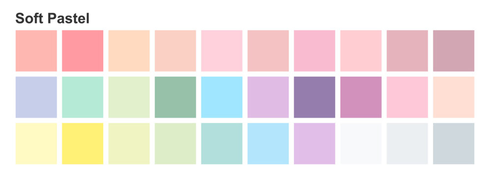 Soft pastel color palette set with pink mint and lavender swatch