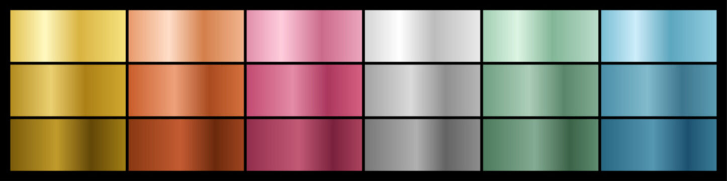 Metal gradient set with gold silver rose gold and copper swatch