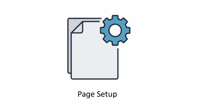 Icon representing page setup with a gear and document