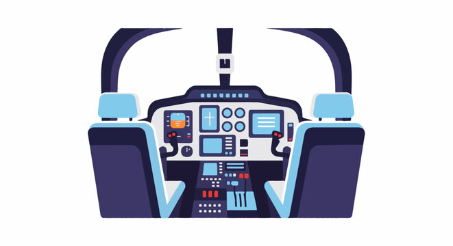 Inside a futuristic aircraft cockpit with digital displays and controls