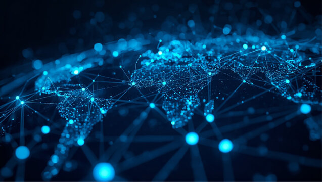 Data Network Background, digital network connections, glowing nodes and lines, global data flow, dark tech background, neon blue theme, high resolution, 4K, light, star, design, blue, backgrounds, wal
