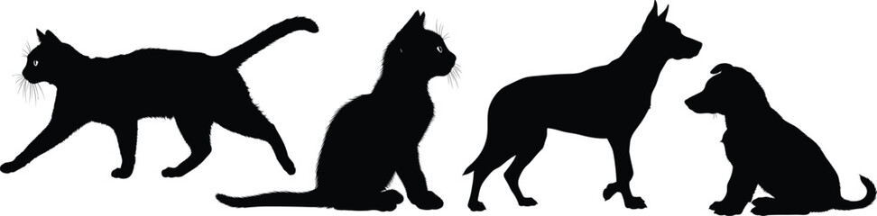 Obraz premium Dog and cat silhouettes a collection of canine and feline forms