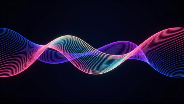 Abstract Tech Waves, abstract technology waves, smooth flowing lines, neon gradient colors, futuristic design, minimal background, ultra high resolution, wave, vector, design, illustration, blue, ligh