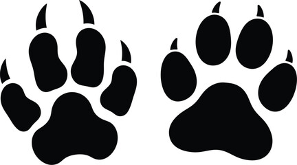 Fototapeta premium Black silhouette of two animal paw prints with visible claws