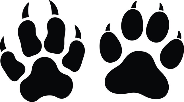 Black silhouette of two animal paw prints with visible claws