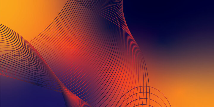 Abstract orange and navy blue yellow wave lines vector background with modern digital technology design and smooth gradient pattern.