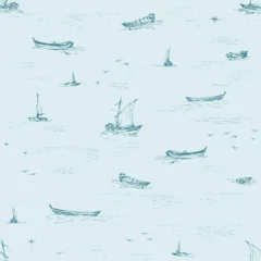 Drifting Boats, Decorative seamless pattern. Repeating background. Tileable wallpaper print. © MalyskaStudio