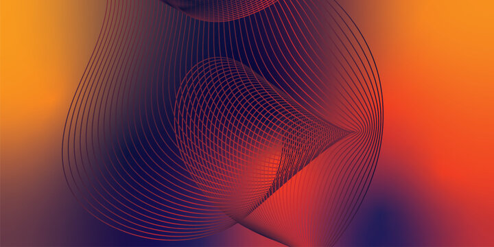 Abstract orange and navy blue yellow wave lines vector background with modern digital technology design and smooth gradient pattern.
