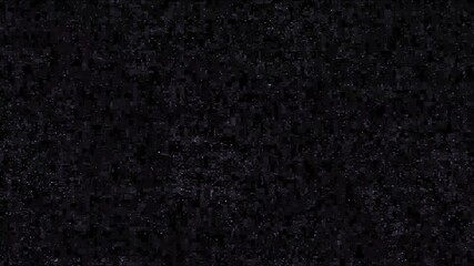 Fototapeta premium Dark and black digital static noise with grainy texture. This image is ideal for overlay effects, glitch transitions, and vintage VHS aesthetics in video production.