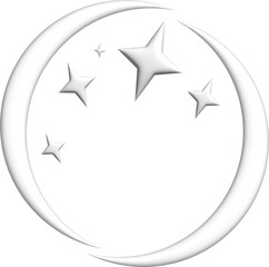 입체-3D-원형 테두리-별-스타-달-초승달-틀-프레임-달과 별-우주-흰색 © Moon