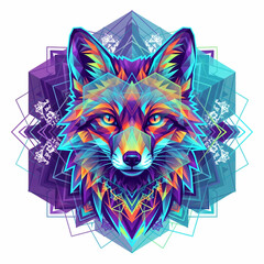 Fototapeta premium Neon Geometric Abstract Fox Portrait