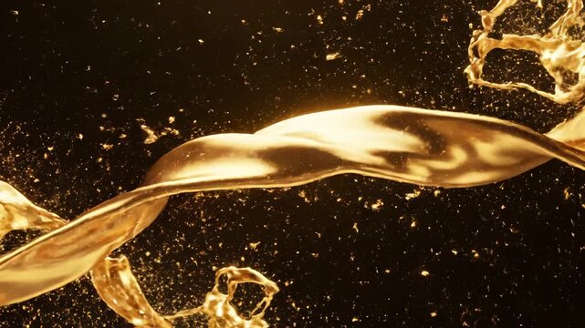 Liquid gold fluid rhea golden splash abstract wave swirl dynamic motion glossy texture luxury background shimmer glow glamour energy fluidity, golden liquid wave abstract fluid gold splash luxury