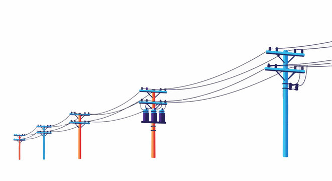 Power lines and utility poles create a stark visual of infrastructure against the sky