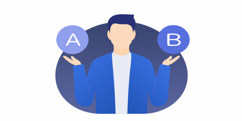 businessperson with choice options a and b flat vector illustration © Rathin