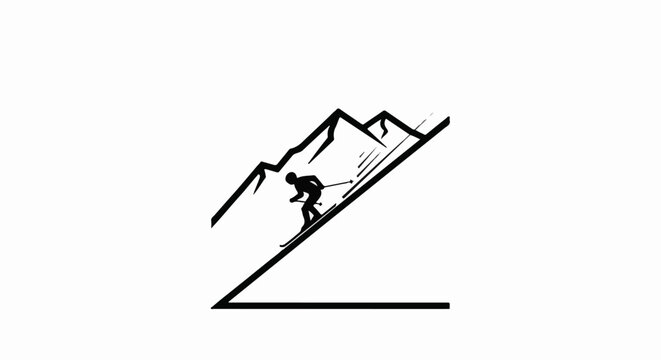 Silhouette of a skier descending a steep mountain slope