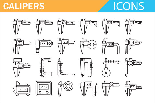 Precision Measuring Tool Icon Set for Technical Projects