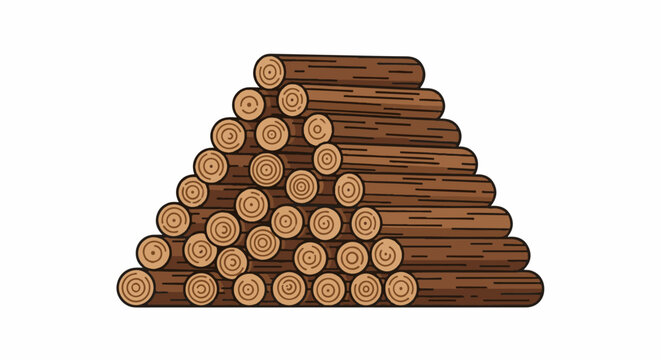 Stack of brown logs forming a triangular pile