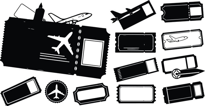 Airplane tickets boarding pass flight travel vector