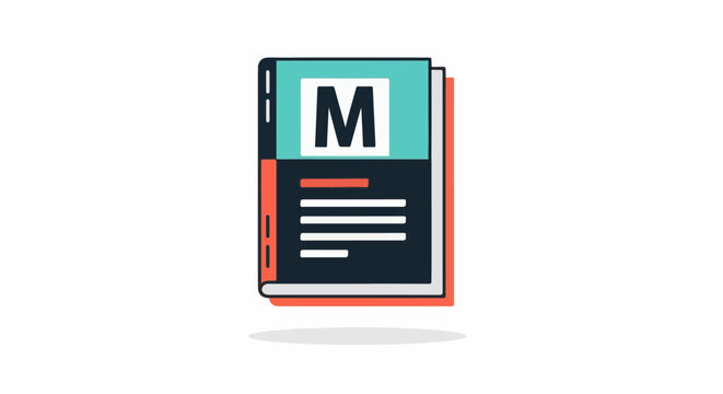 Stacked books with a large 'M' on the top cover