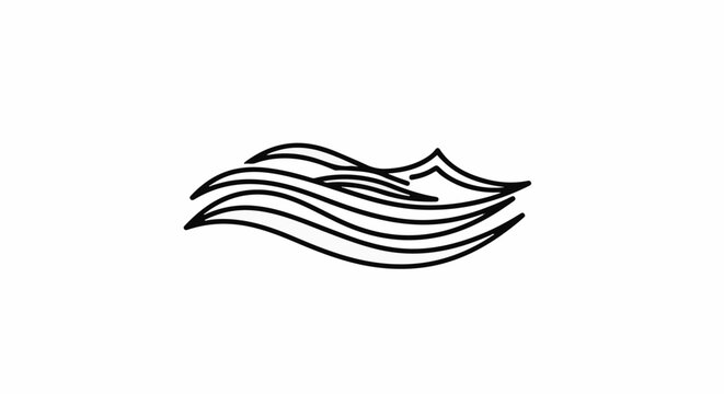 Stylized abstract black lines form a dynamic wave or wind pattern against white