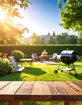 Backyard BBQ Garden Outdoor Furniture Setup.