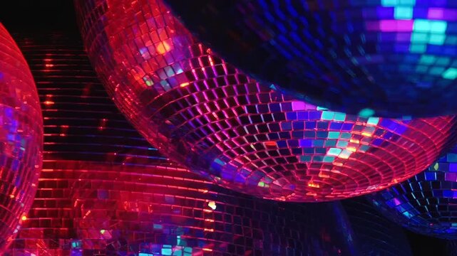 Celebrate a magical birthday party at the disco! Glittering lights from many disco balls create a dazzling mosaic of red, blue, green, and purple hues, filling the evening with dance and cheer.