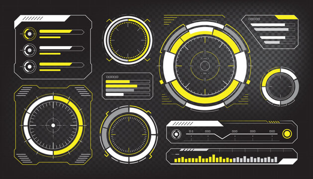 Futuristic Yellow HUD User Interface Kit &ndash; Sci-Fi Data Visualization Elements