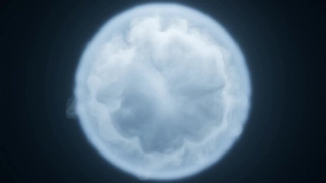 Abstract swirling cloud formation within a luminous sphere