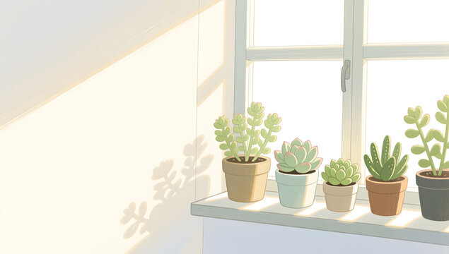 Healing Fresh Japanese Life Succulent Illustration