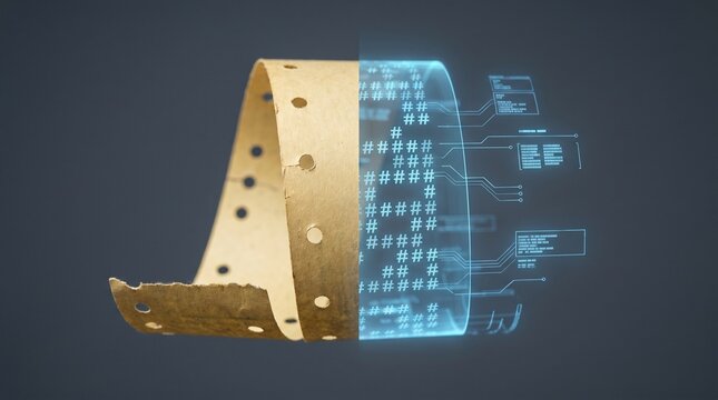 Old Punch Tape Evolving into Digital Data Hologram Display