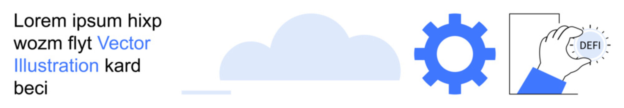 Cloud computing, data management, system optimization, technology services, software updates, cloud solutions. Blue cloud, gear and hand pressing the reset button. Cloud computing and data