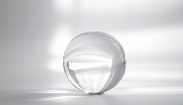 minimalist glass sphere refracting soft light on neutral background for modern design