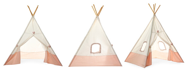 Cute wigwam for children isolated on white, set © New Africa