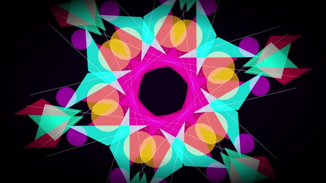 Geometric Kaleidoscope Animation with Neon Colors