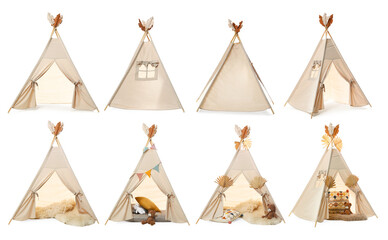 Cute wigwam for children isolated on white, set © New Africa