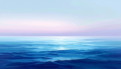Obraz premium serene ocean horizon with soft mist and tranquil blue gradient minimalist seascape