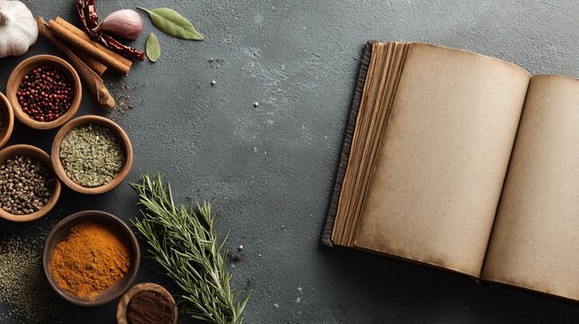 Cookbook cover composition with strong copy space and elegant layout
