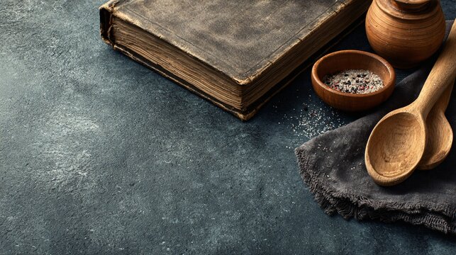 Cookbook cover composition with strong copy space and elegant layout