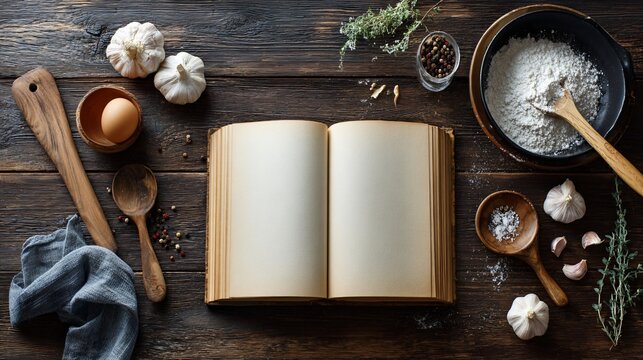 Cookbook cover composition with strong copy space and elegant layout
