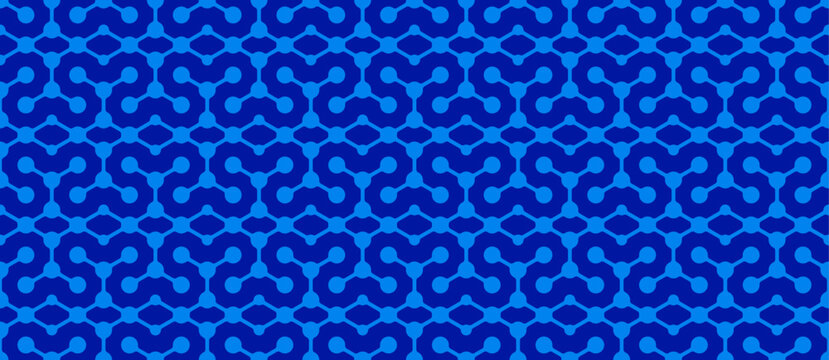 Blue geometric technology pattern background with circular network nodes